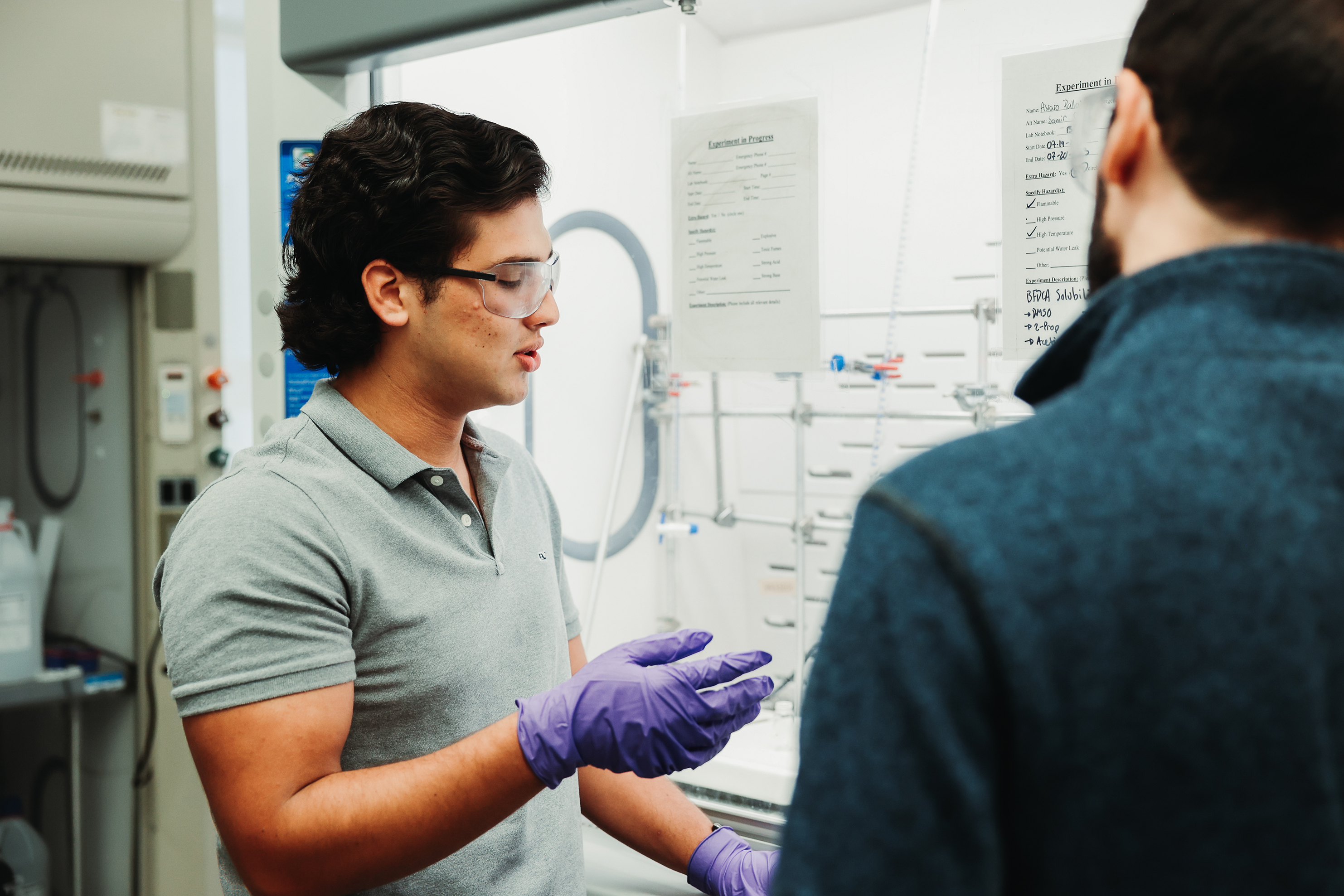 Students talking in the lab